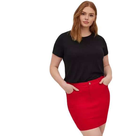 TORRID Denim Pencil Mini Skirt Ruby Red Size 22 NWOT Retro Y2K Indie Vintage - Picture 9 of 9